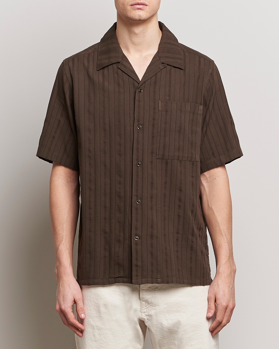 Herr | Kortärmade skjortor | NN07 | Julio Structured Short Sleeve Shirt Demitasse Brown
