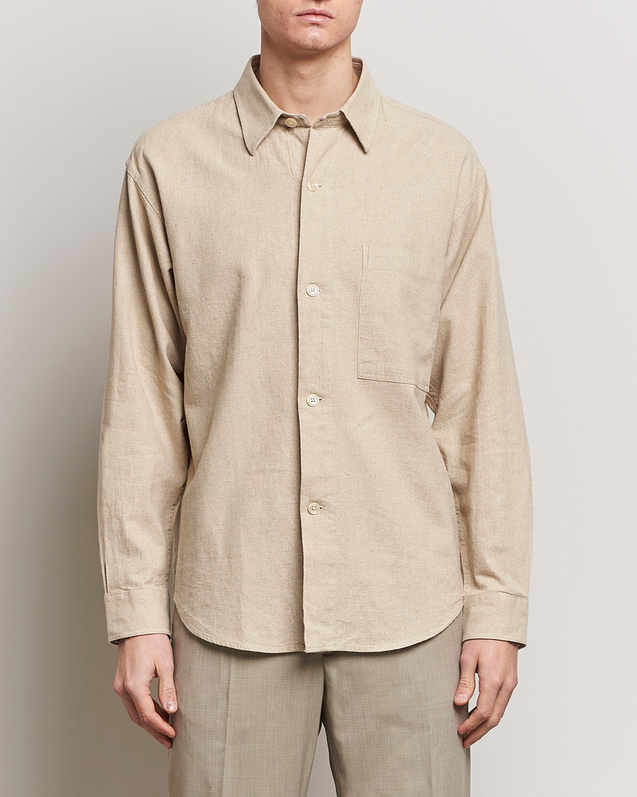 Herr | Avdelningar | NN07 | Adwin Linen Overshirt Oatmeal