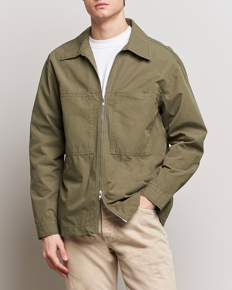 Herr | Business & Beyond | NN07 | Isak Full Zip Shirt Jacket Capers Green