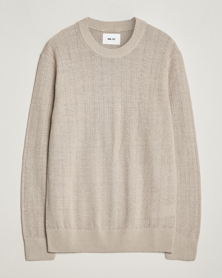 Herr | Tröjor | NN07 | Jaden Knitted Linen Crew Neck Sweater Irish Cream