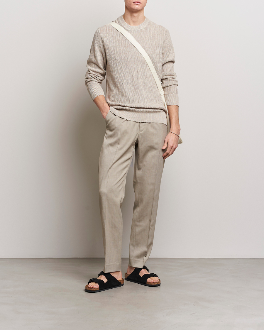 Herr | Tröjor | NN07 | Jaden Knitted Linen Crew Neck Sweater Irish Cream