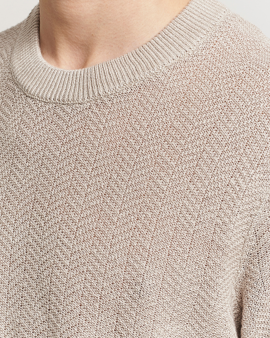 Herr | Tröjor | NN07 | Jaden Knitted Linen Crew Neck Sweater Irish Cream
