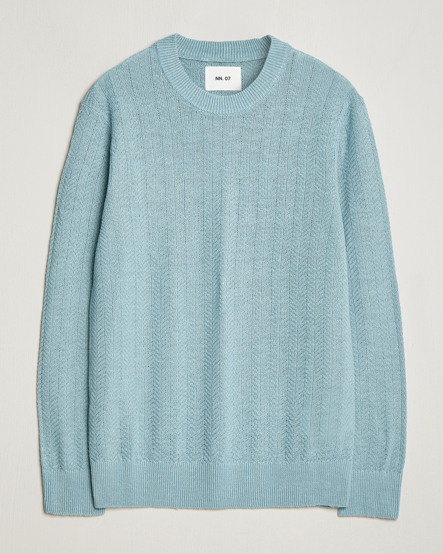Herr | Tröjor | NN07 | Jaden Knitted Linen Crew Neck Sweater Winter Sky