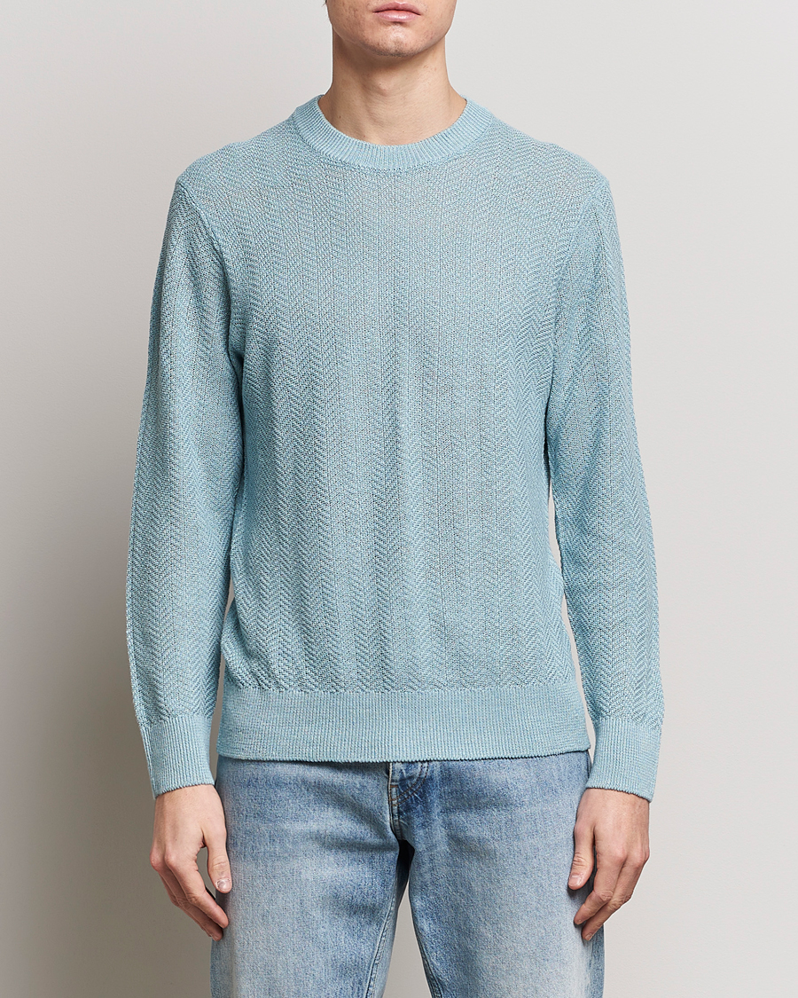 Herr | Tröjor | NN07 | Jaden Knitted Linen Crew Neck Sweater Winter Sky