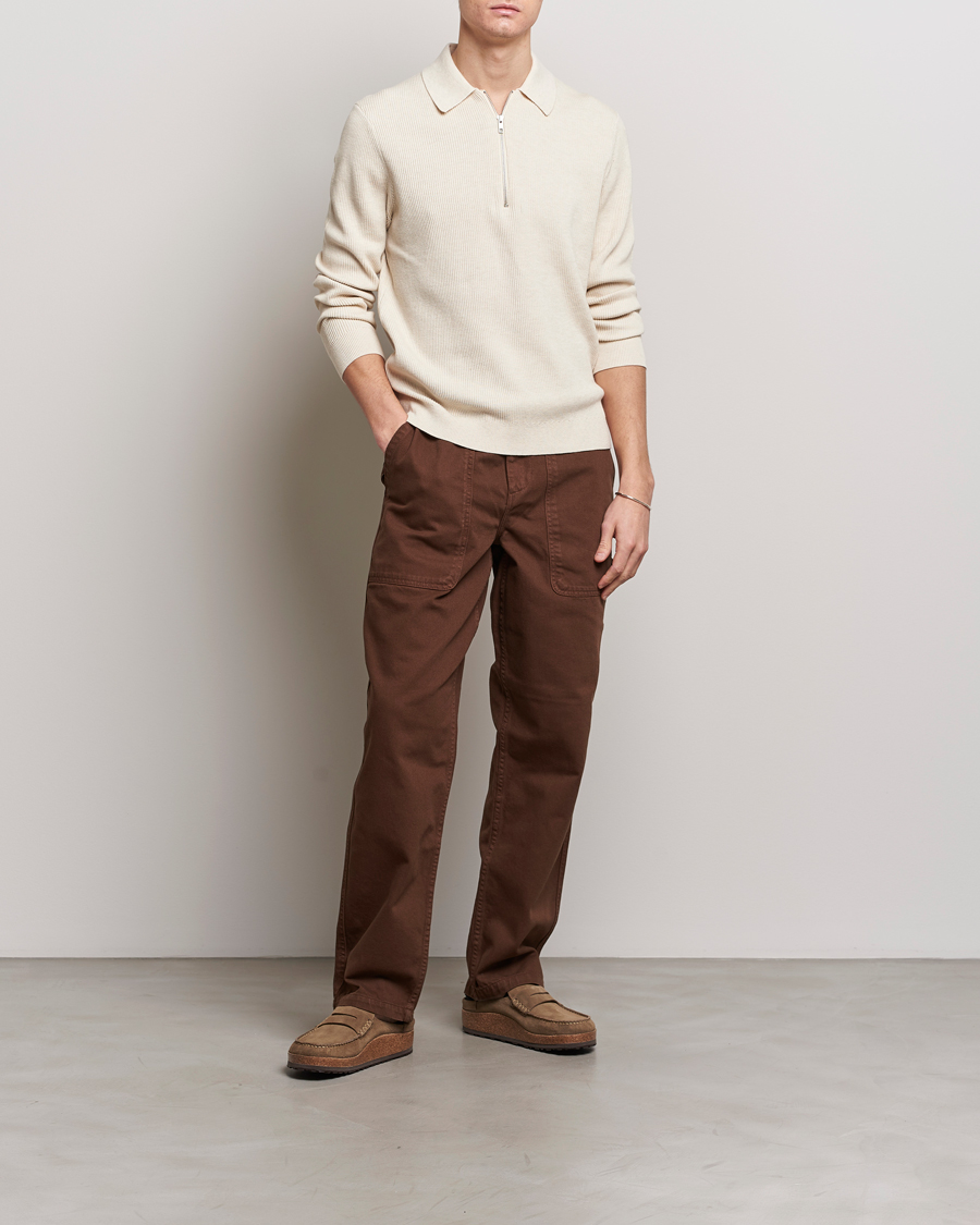 Herr | Tröjor | NN07 | Hansie Knitted Half Zip Ecru