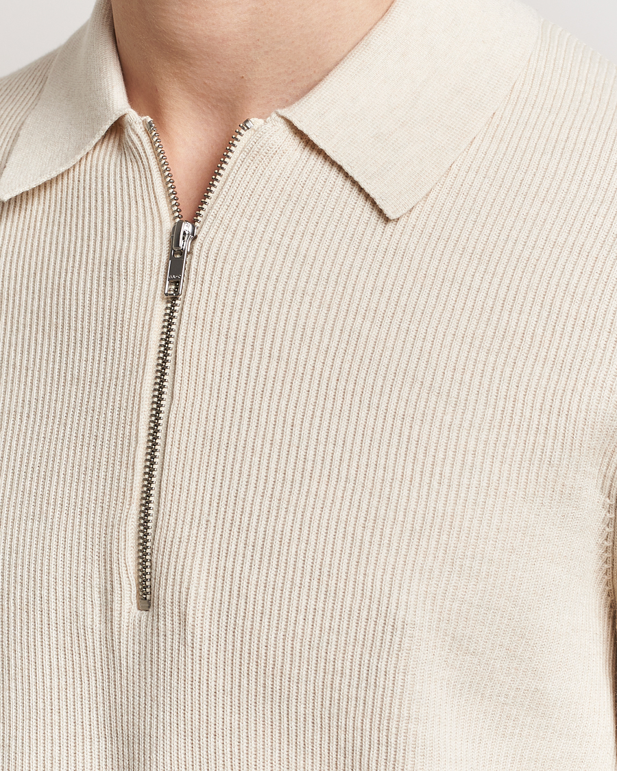 Herr | Tröjor | NN07 | Hansie Knitted Half Zip Ecru