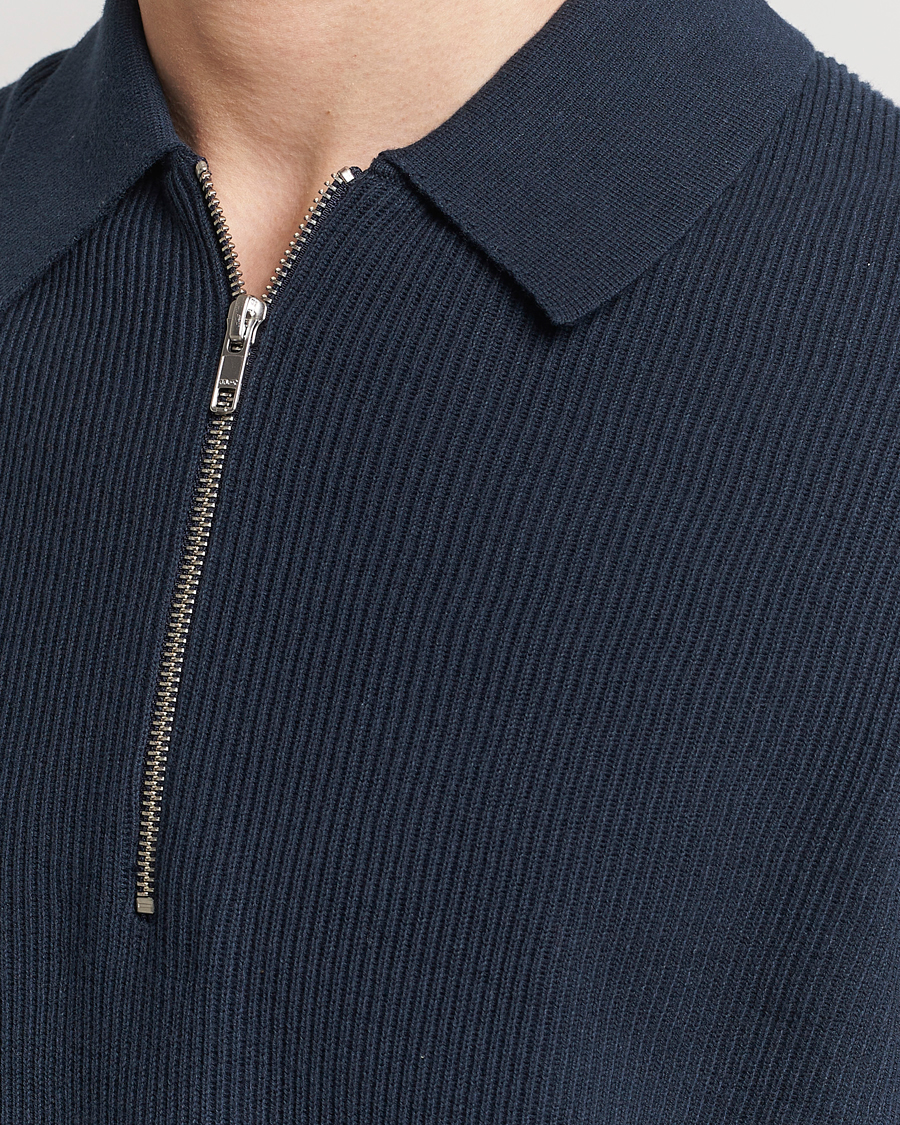 Herr | Tröjor | NN07 | Hansie Knitted Half Zip Navy Blue