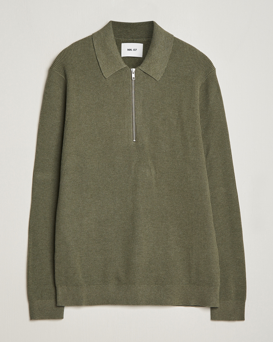 Herr | Tröjor | NN07 | Hansie Knitted Half Zip Capers Green