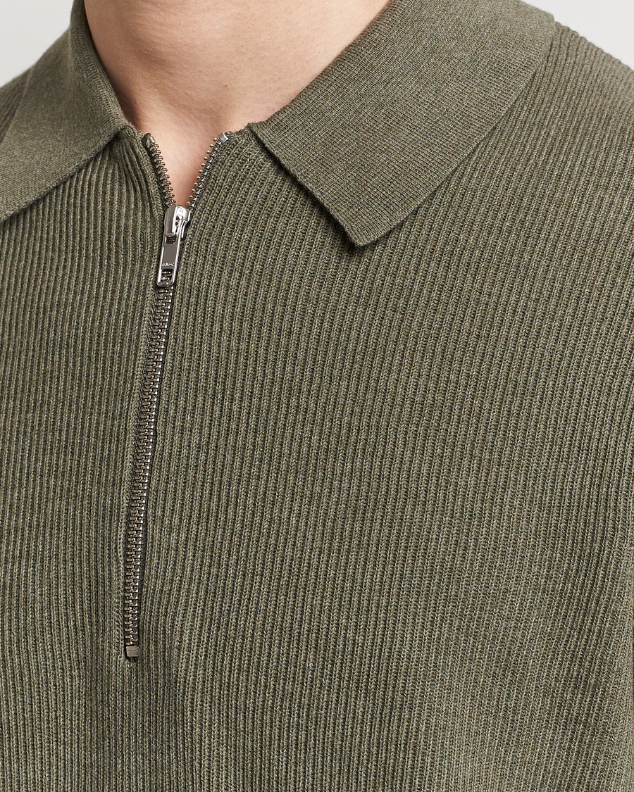 Herr | Tröjor | NN07 | Hansie Knitted Half Zip Capers Green