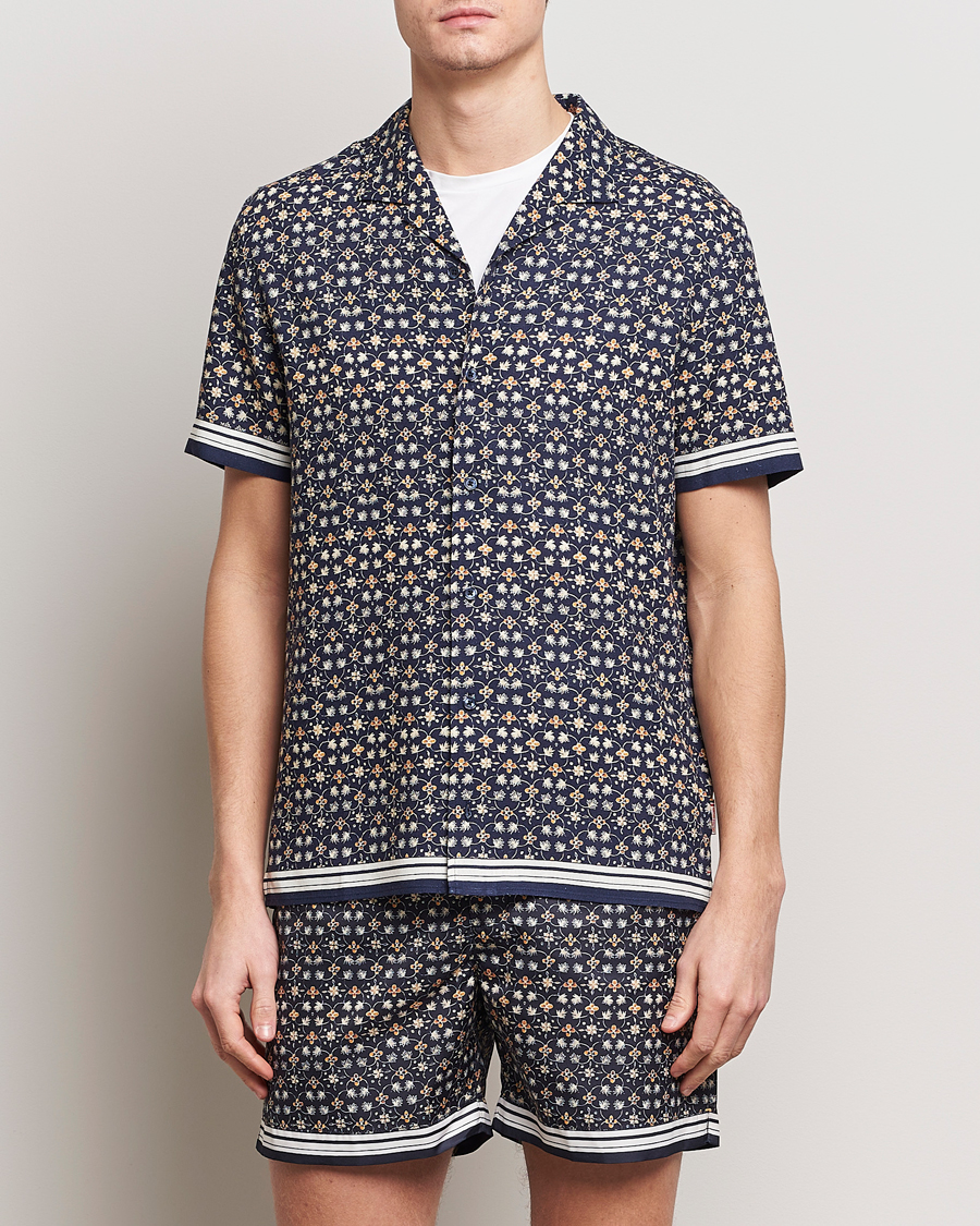 Herr | Skjortor | Orlebar Brown | Hibbert Fiore Short Sleeve Shirt Night Iris