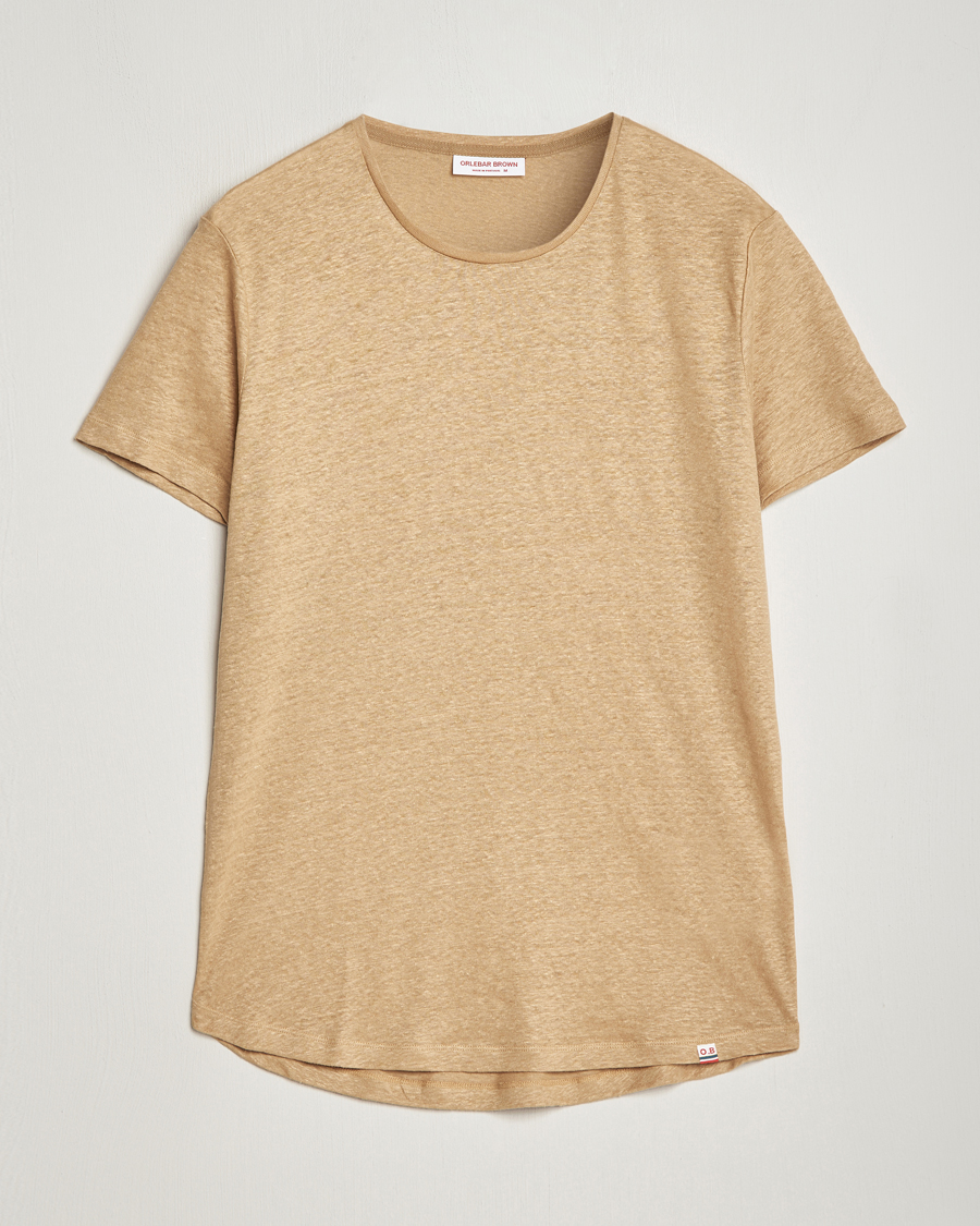 Herr | T-Shirts | Orlebar Brown | OB Linen Crew Neck Tee Biscuit