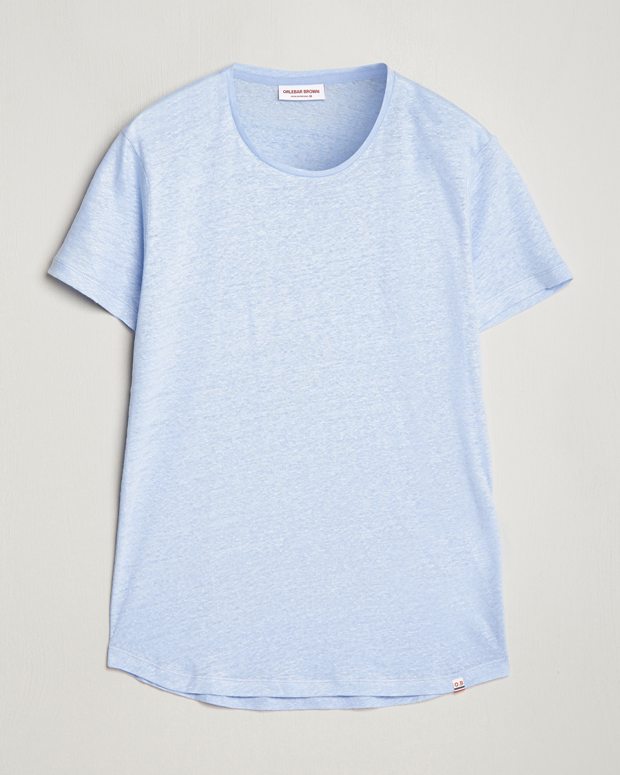 Herr | T-Shirts | Orlebar Brown | OB Linen Crew Neck Tee Soft Blue