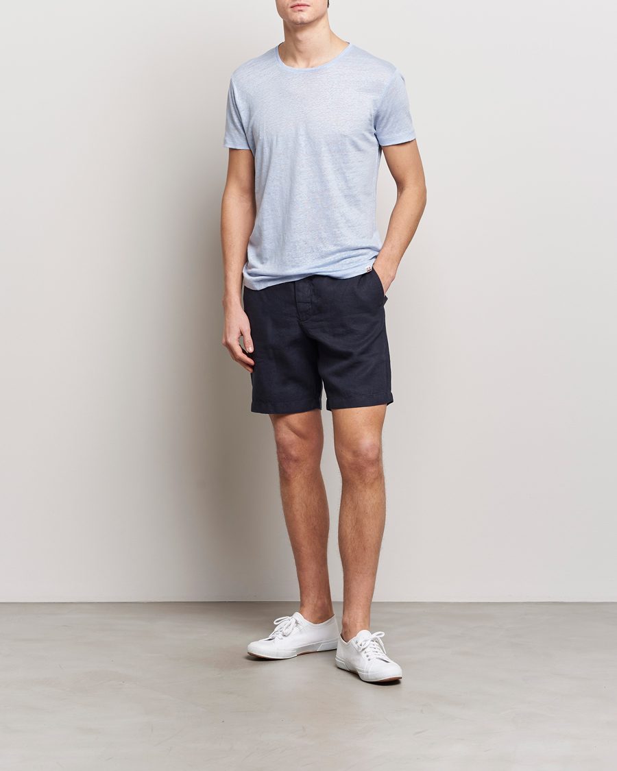 Herr | T-Shirts | Orlebar Brown | OB Linen Crew Neck Tee Soft Blue