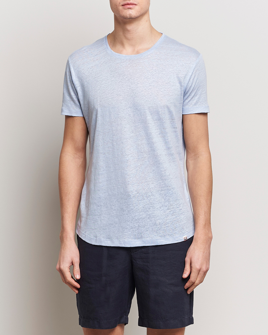 Herr | T-Shirts | Orlebar Brown | OB Linen Crew Neck Tee Soft Blue