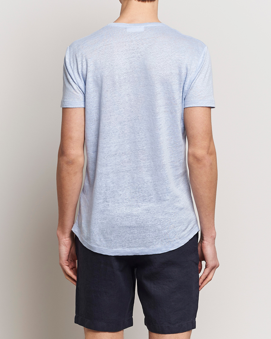 Herr | T-Shirts | Orlebar Brown | OB Linen Crew Neck Tee Soft Blue