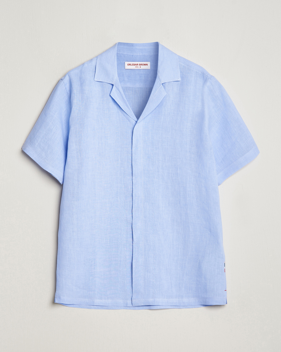 Herr | Skjortor | Orlebar Brown | Maitan Short Sleeve Linen Shirt Soft Blue