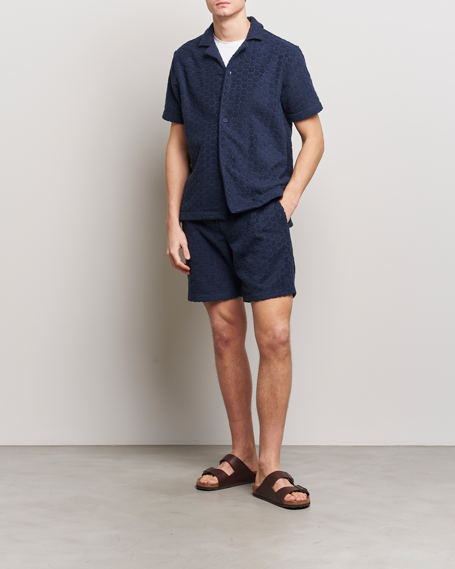 Herr | Skjortor | Orlebar Brown | Howell Atom Towelling Short Sleeve Shirt Night Iris