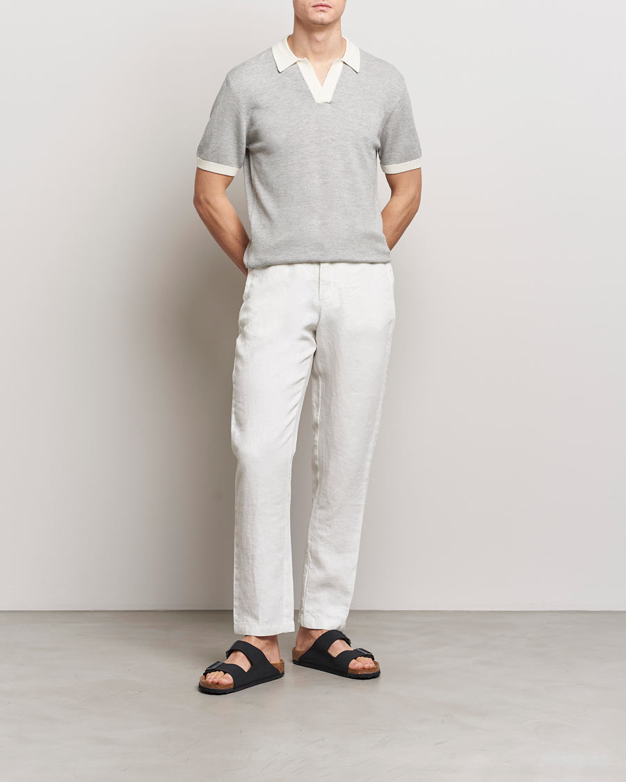 Herr | Pikéer | Orlebar Brown | Horton Contrast Knitted Polo White/Grey