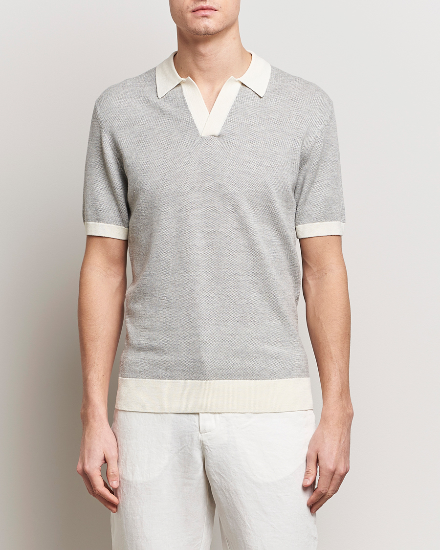 Herr | Pikéer | Orlebar Brown | Horton Contrast Knitted Polo White/Grey