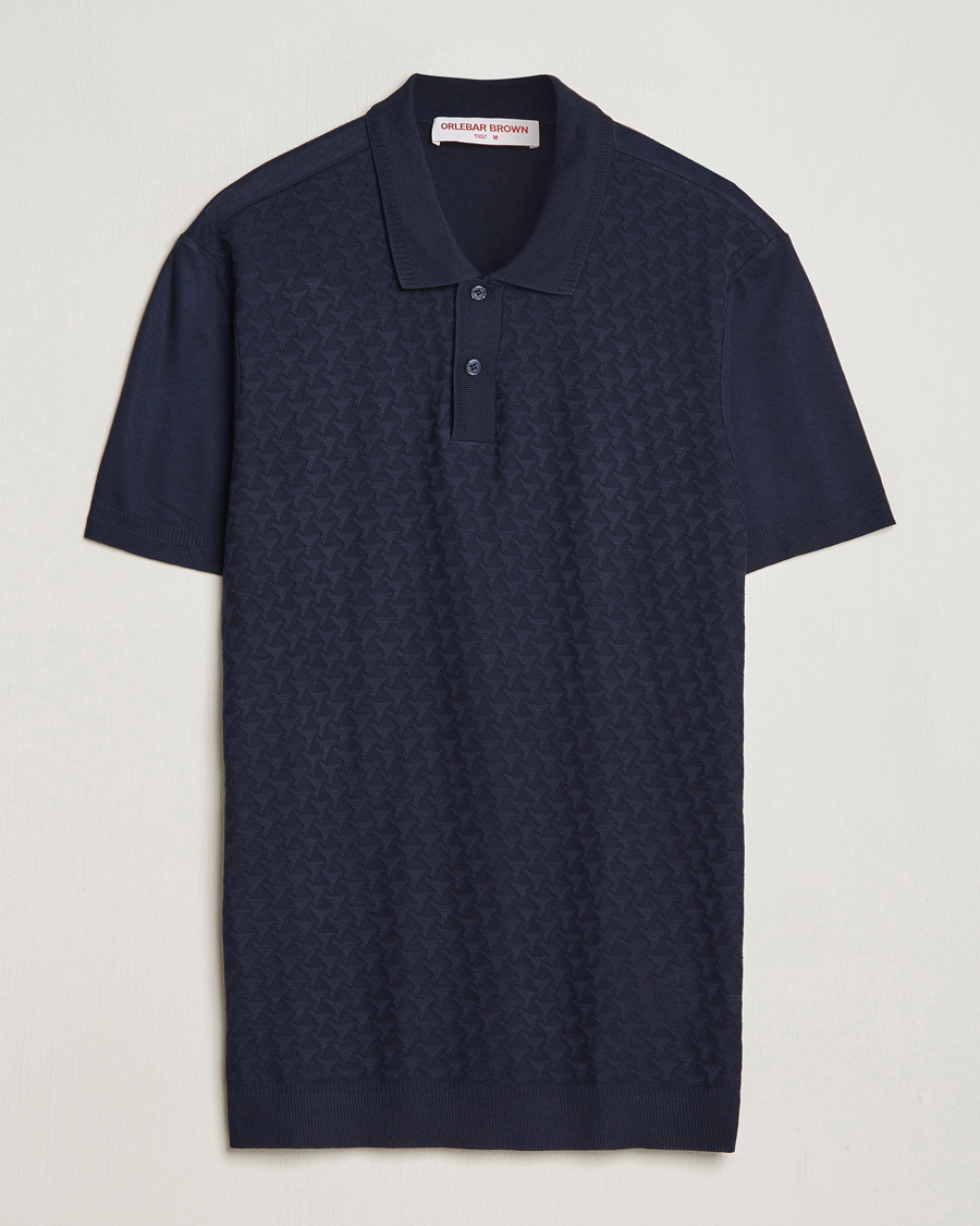 Herr | Pikéer | Orlebar Brown | Jarrett Jaquard Knitted Ribb Polo Night Iris