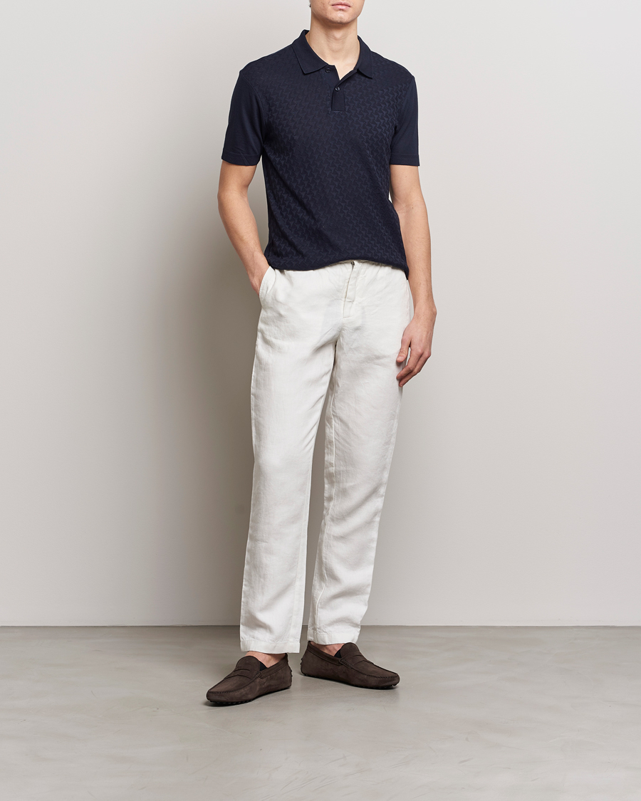 Herr | Pikéer | Orlebar Brown | Jarrett Jaquard Knitted Ribb Polo Night Iris