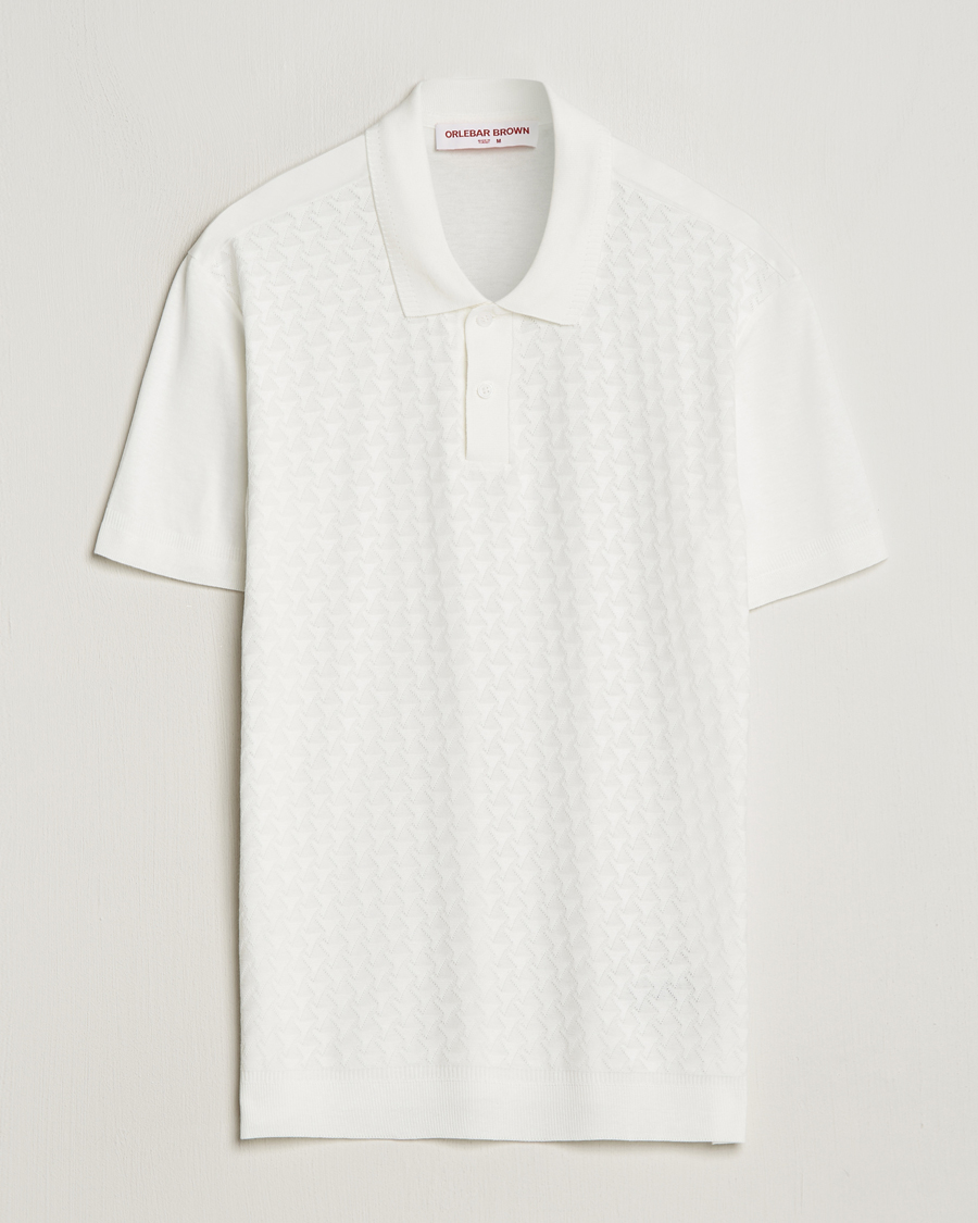 Herr | Pikéer | Orlebar Brown | Jarrett Jaquard Knitted Ribb Polo White