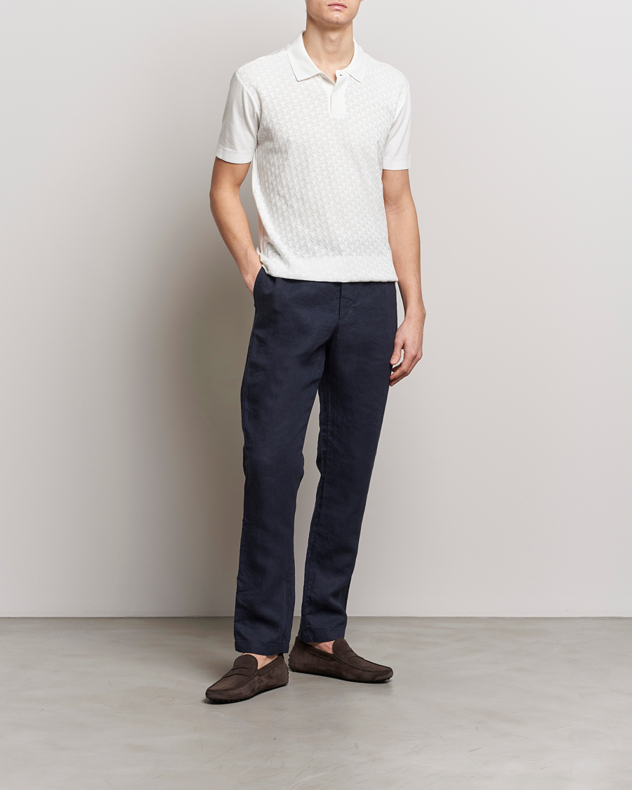 Herr | Pikéer | Orlebar Brown | Jarrett Jaquard Knitted Ribb Polo White