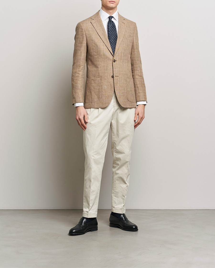Herr | Kavajer | Morris Heritage | Mike Cotton/Linen Structure Blazer Light Brown