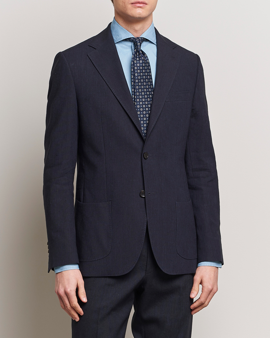 Herr | Linnekavajer | Morris Heritage | Summer Linen Blazer Navy