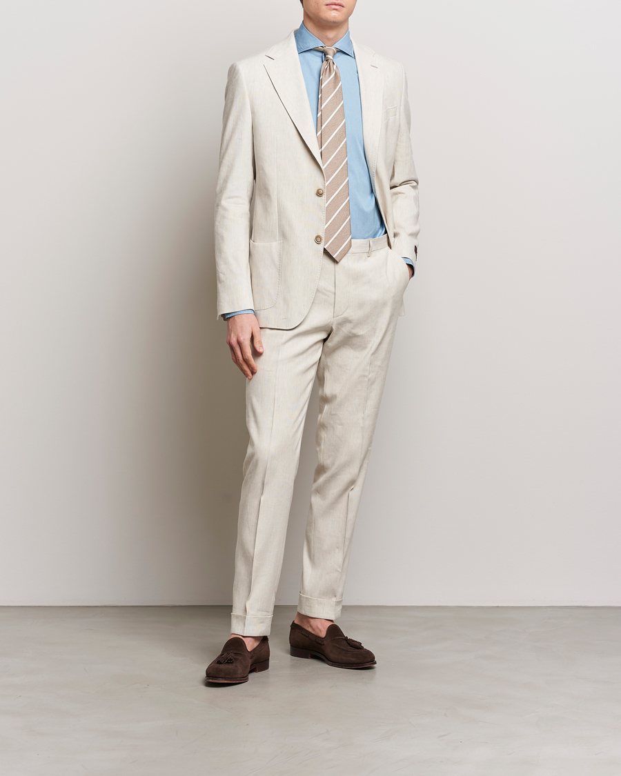 Herr | Byxor | Morris Heritage | Jack Summer Linen Trousers Beige