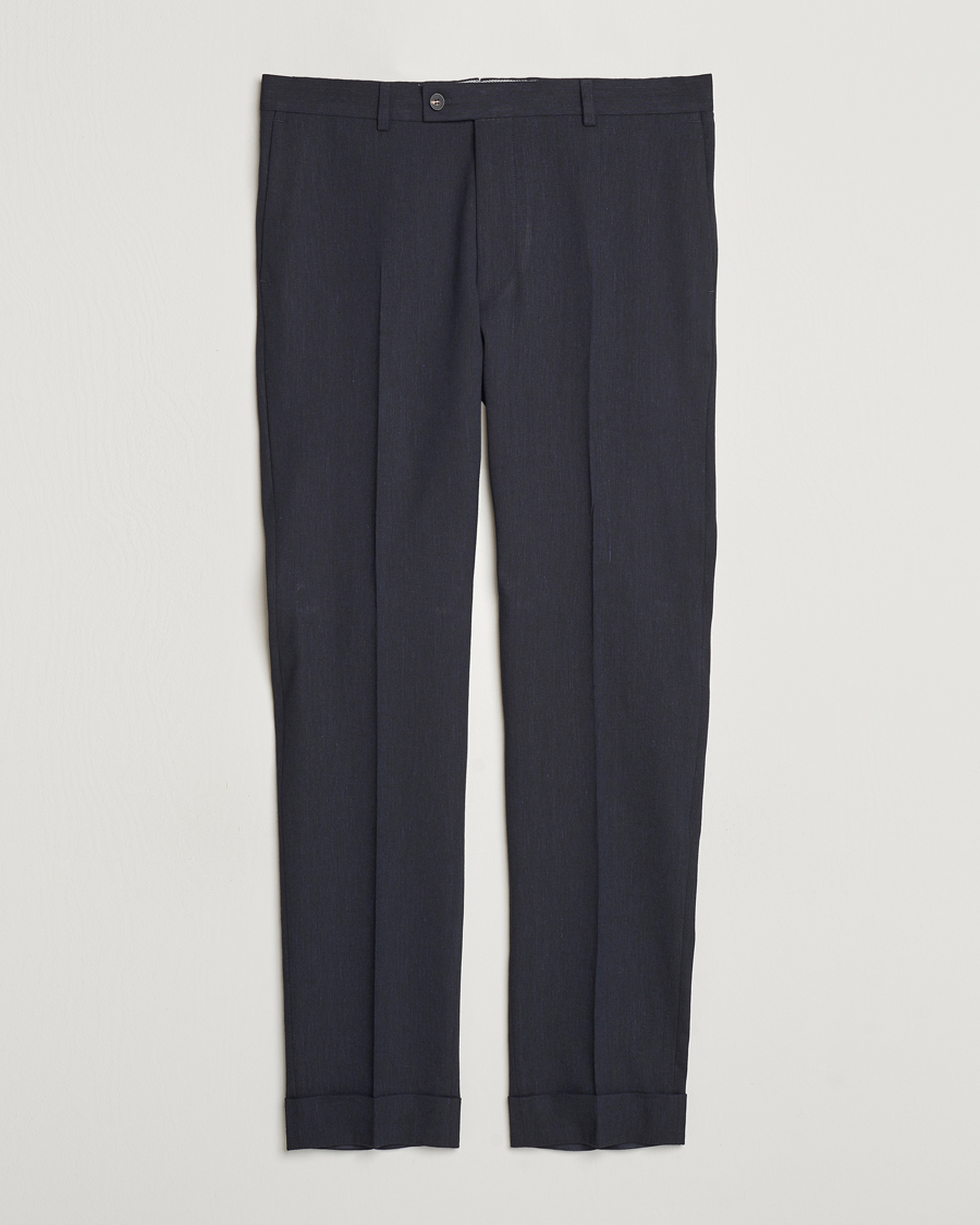 Herr | Byxor | Morris Heritage | Jack Summer Linen Trousers Navy
