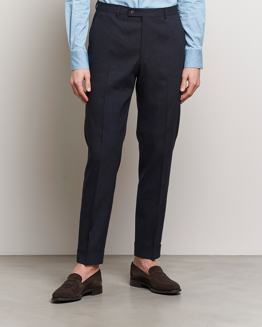 Herr | Morris Heritage | Morris Heritage | Jack Summer Linen Trousers Navy