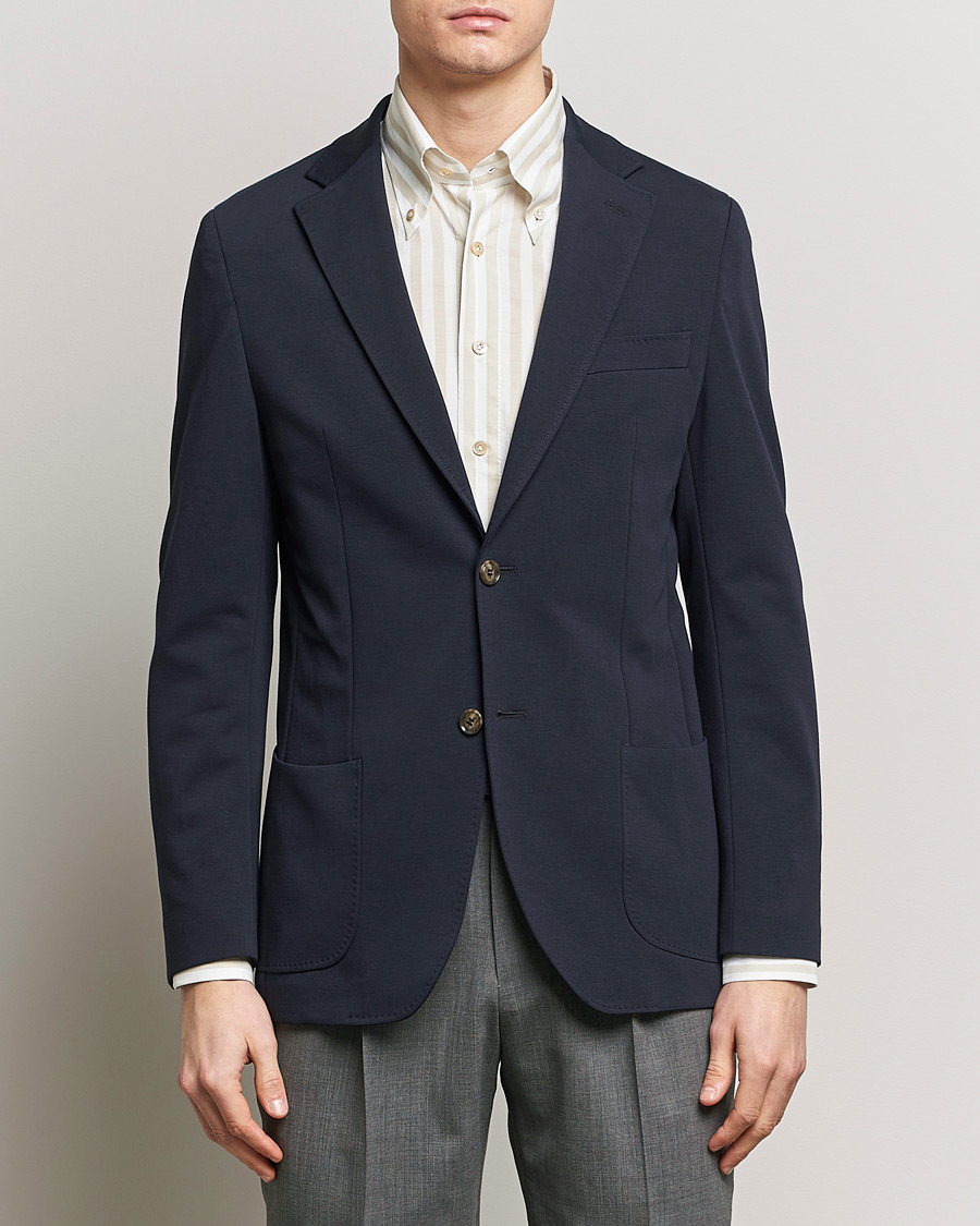 Herr | Preppy Authentic | Morris Heritage | Mike Soft Cotton Jersey Blazer Navy