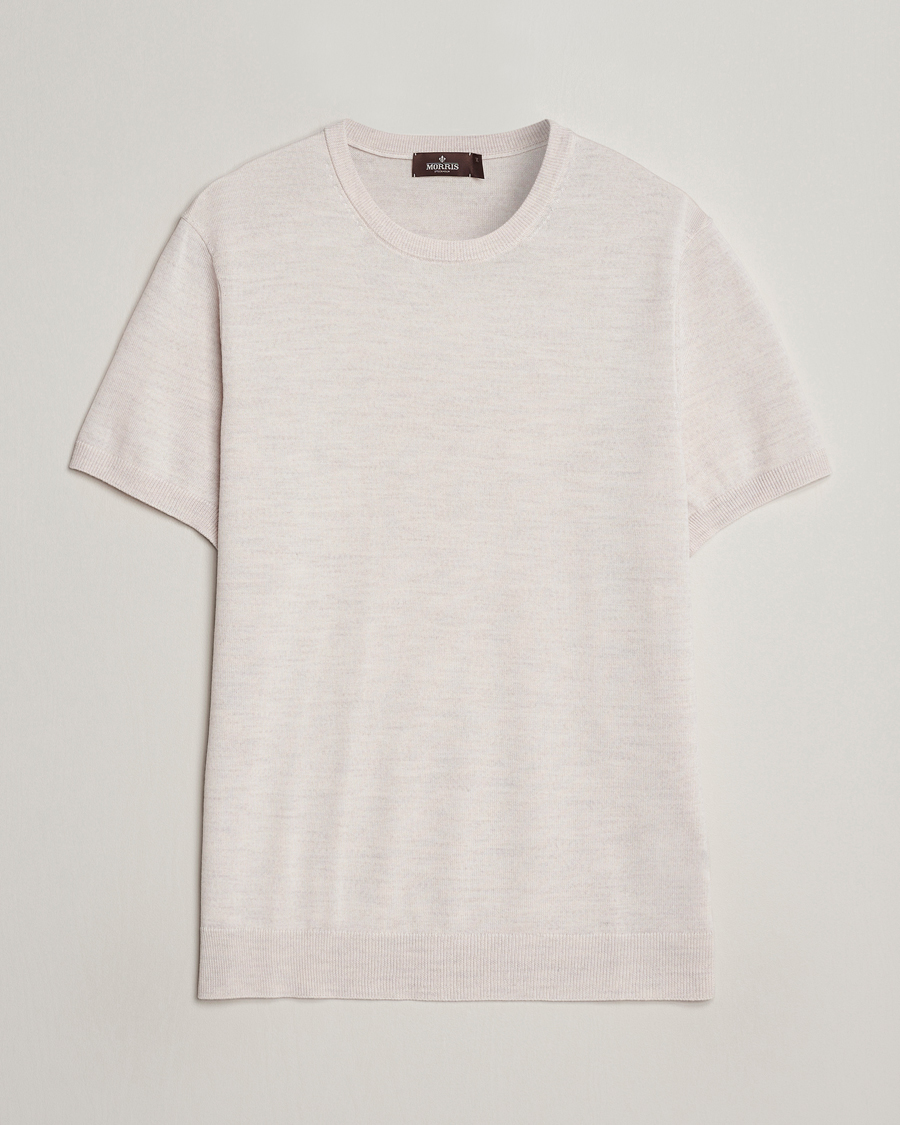 Herr | T-Shirts | Morris Heritage | Kingsley Knitted Merino T-Shirt Off White