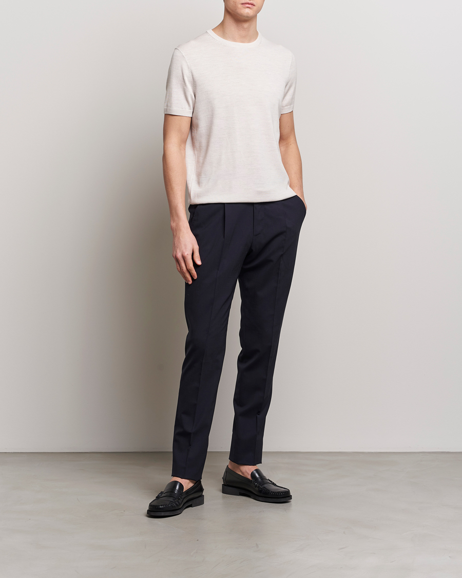 Herr | T-Shirts | Morris Heritage | Kingsley Knitted Merino T-Shirt Off White