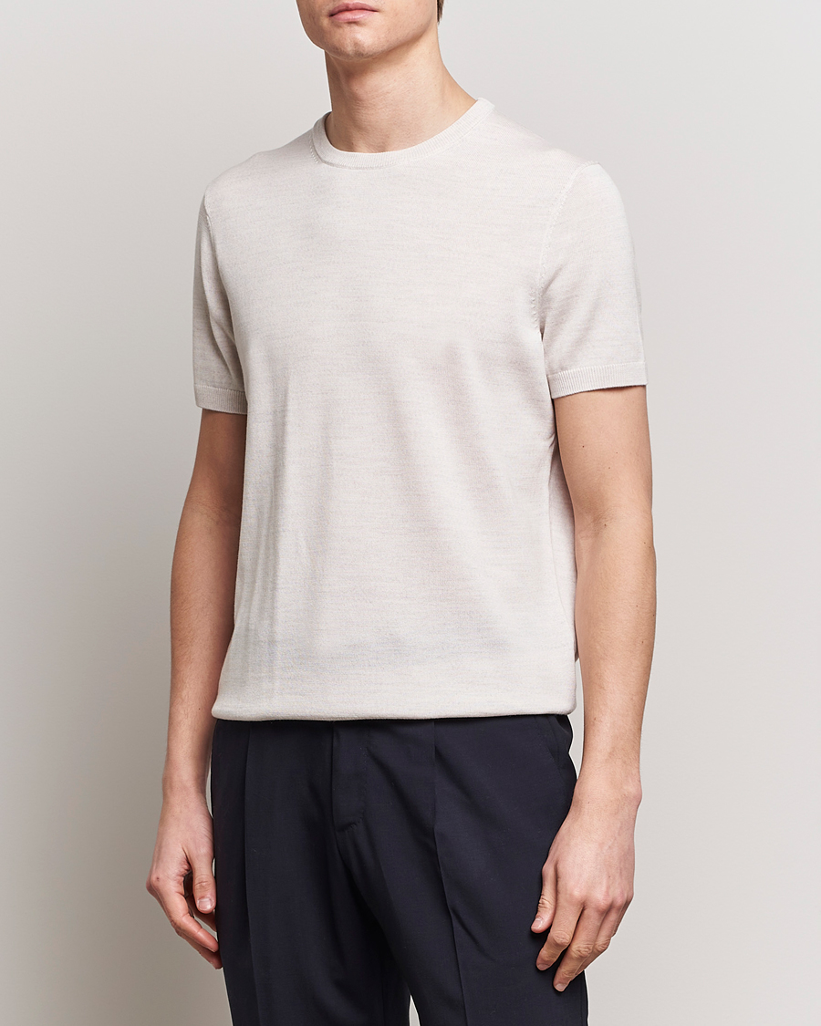 Herr | Morris Heritage | Morris Heritage | Kingsley Knitted Merino T-Shirt Off White