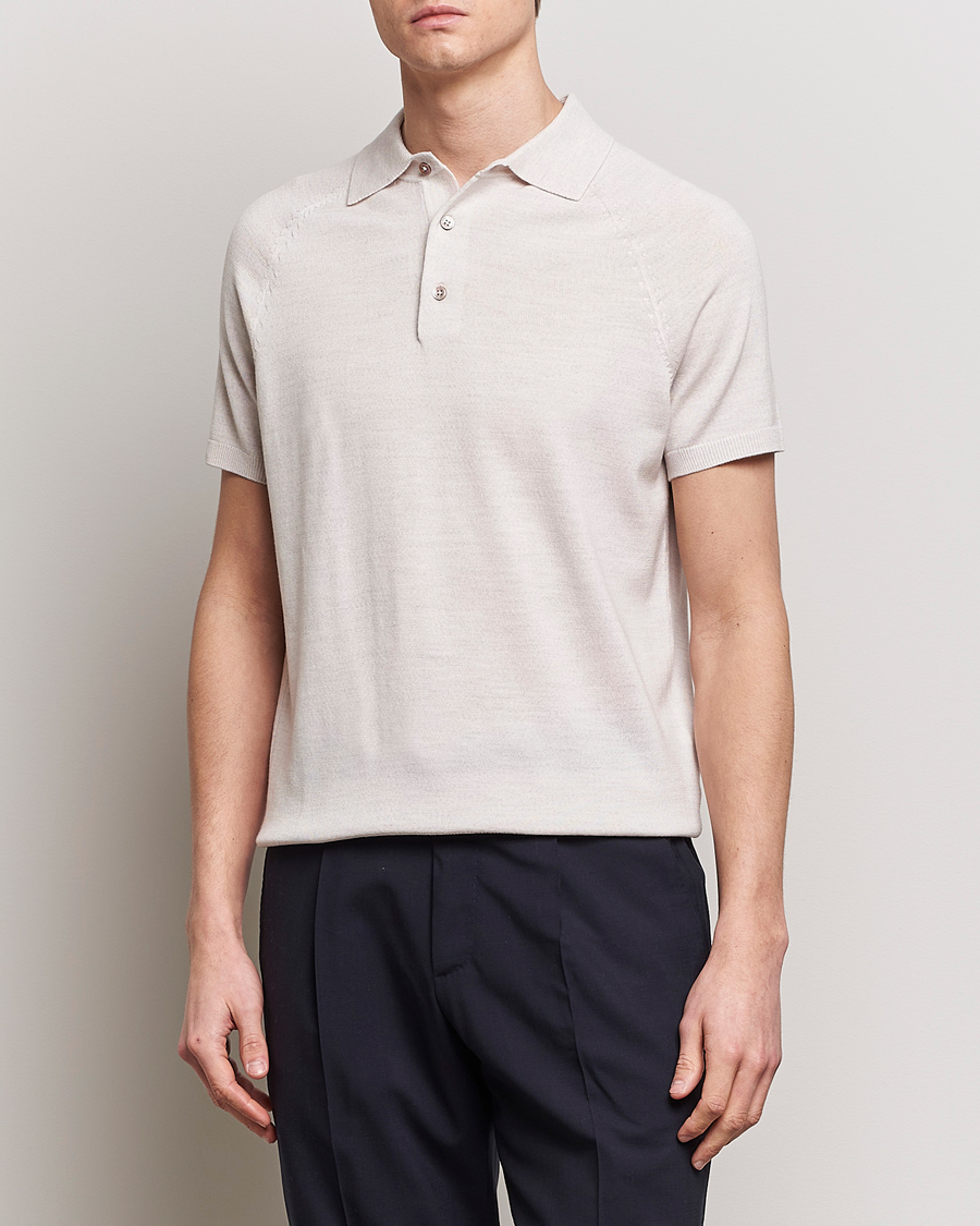 Herr |  | Morris Heritage | Fleming Short Sleeve Merino Polo Off White