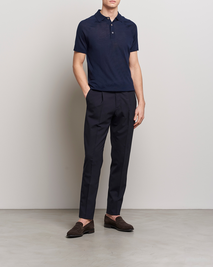 Herr | Pikéer | Morris Heritage | Fleming Short Sleeve Merino Polo Navy