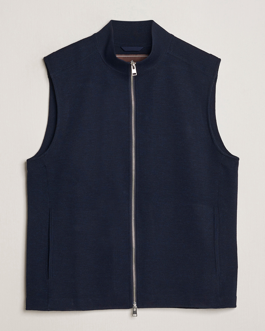 Herr | Tröjor | Morris Heritage | Kayden Merino Full Zip Vest Navy