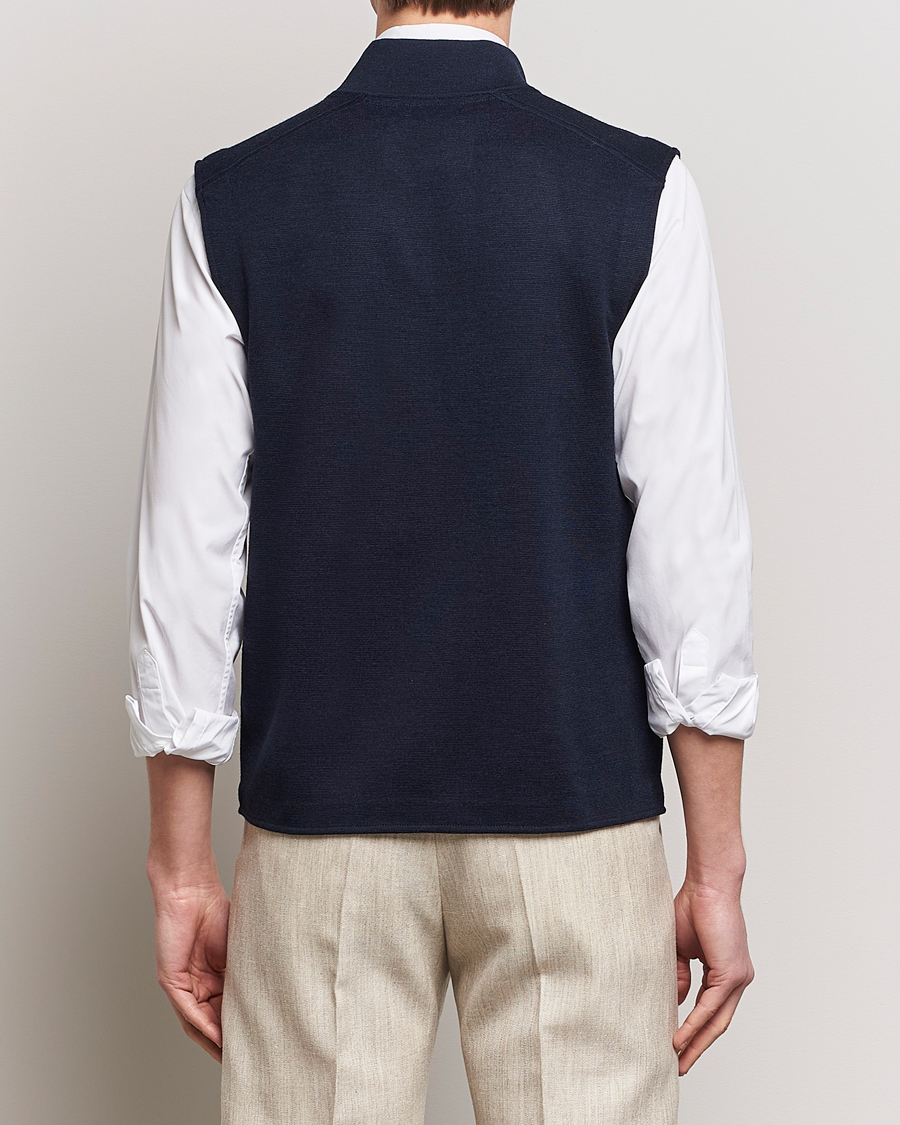 Herr | Tröjor | Morris Heritage | Kayden Merino Full Zip Vest Navy