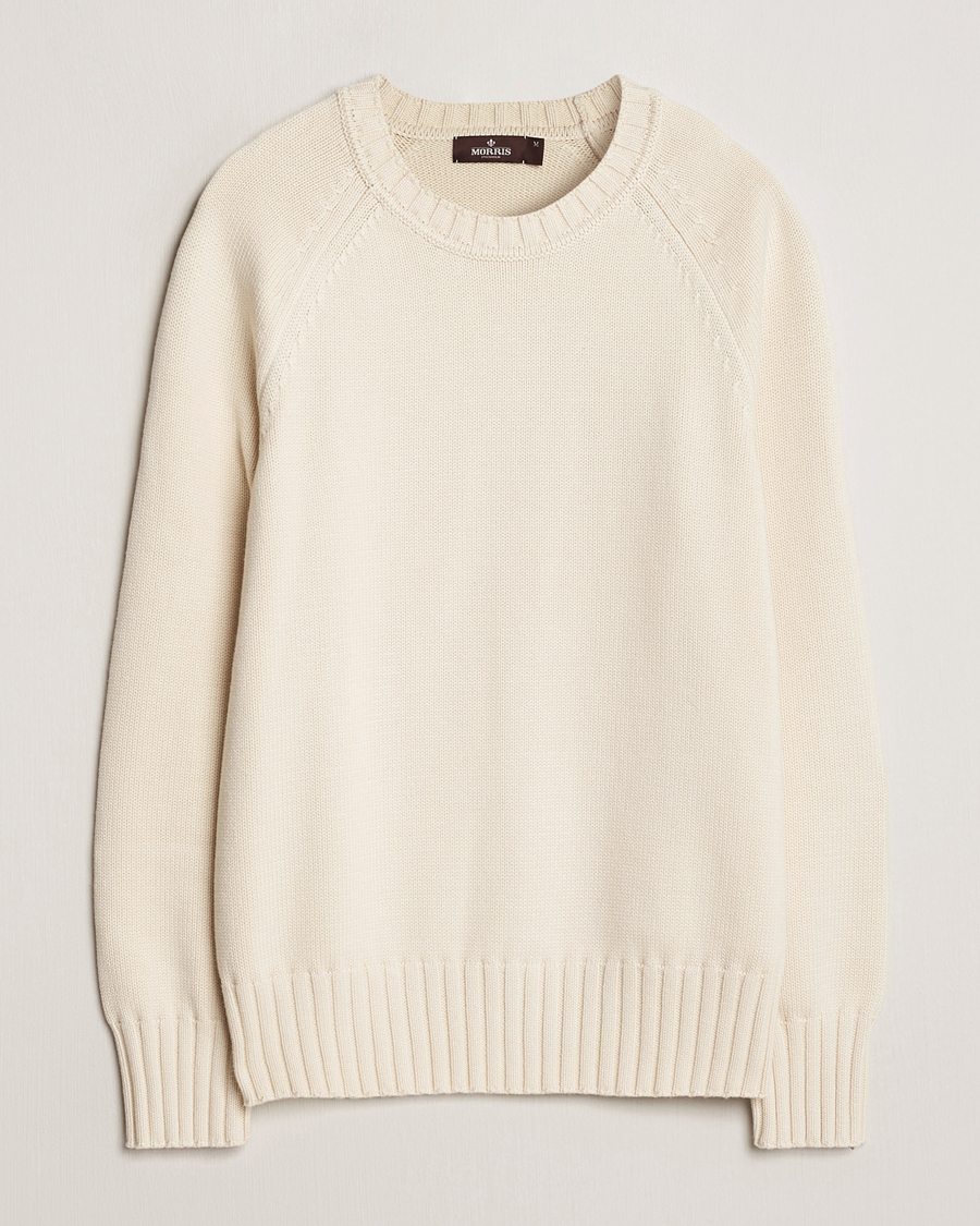 Herr | Tröjor | Morris Heritage | Bennet Knitted Cotton/Cashmere Crew Neck Off White
