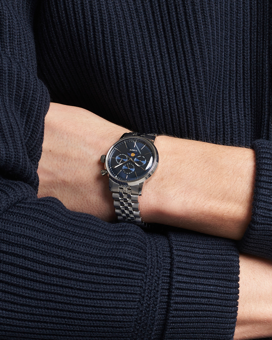 Herr | Timex Marlin Moon Phase Quartz Steel 40mm Blue Dial | Timex | Marlin Moon Phase Quartz Steel 40mm Blue Dial