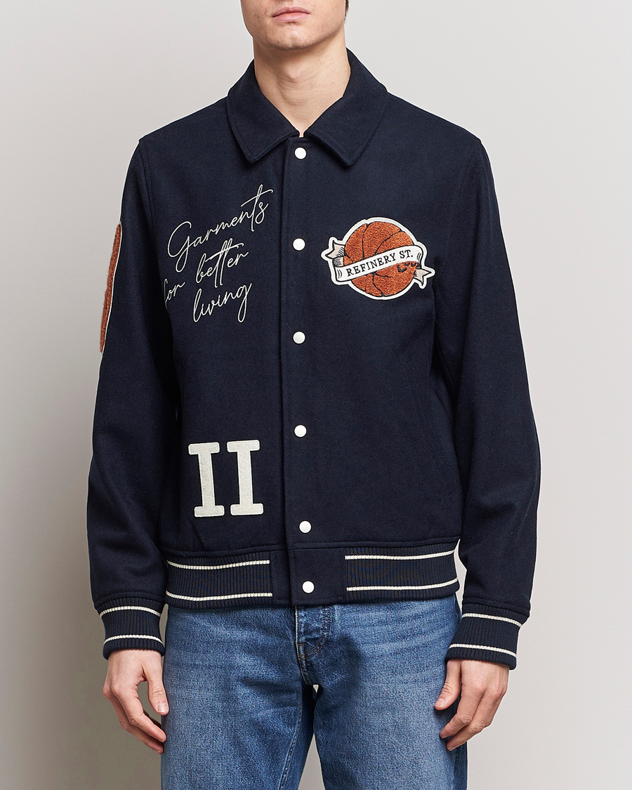 Herr | Bomberjackor | LES DEUX | Varsity Wool Jacket Dark Navy