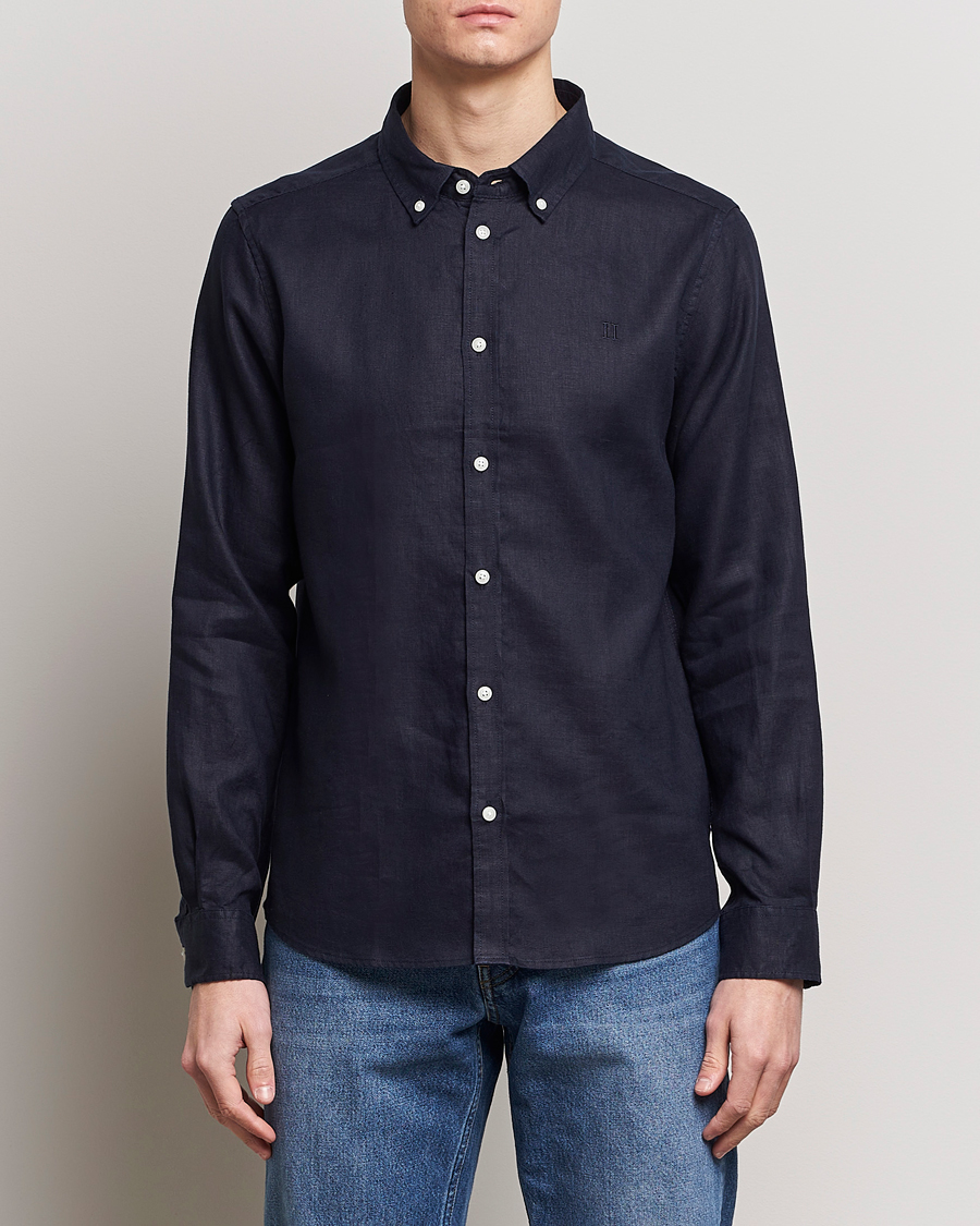 Herr | Skjortor | LES DEUX | Kristian Linen Button Down Shirt Dark Navy