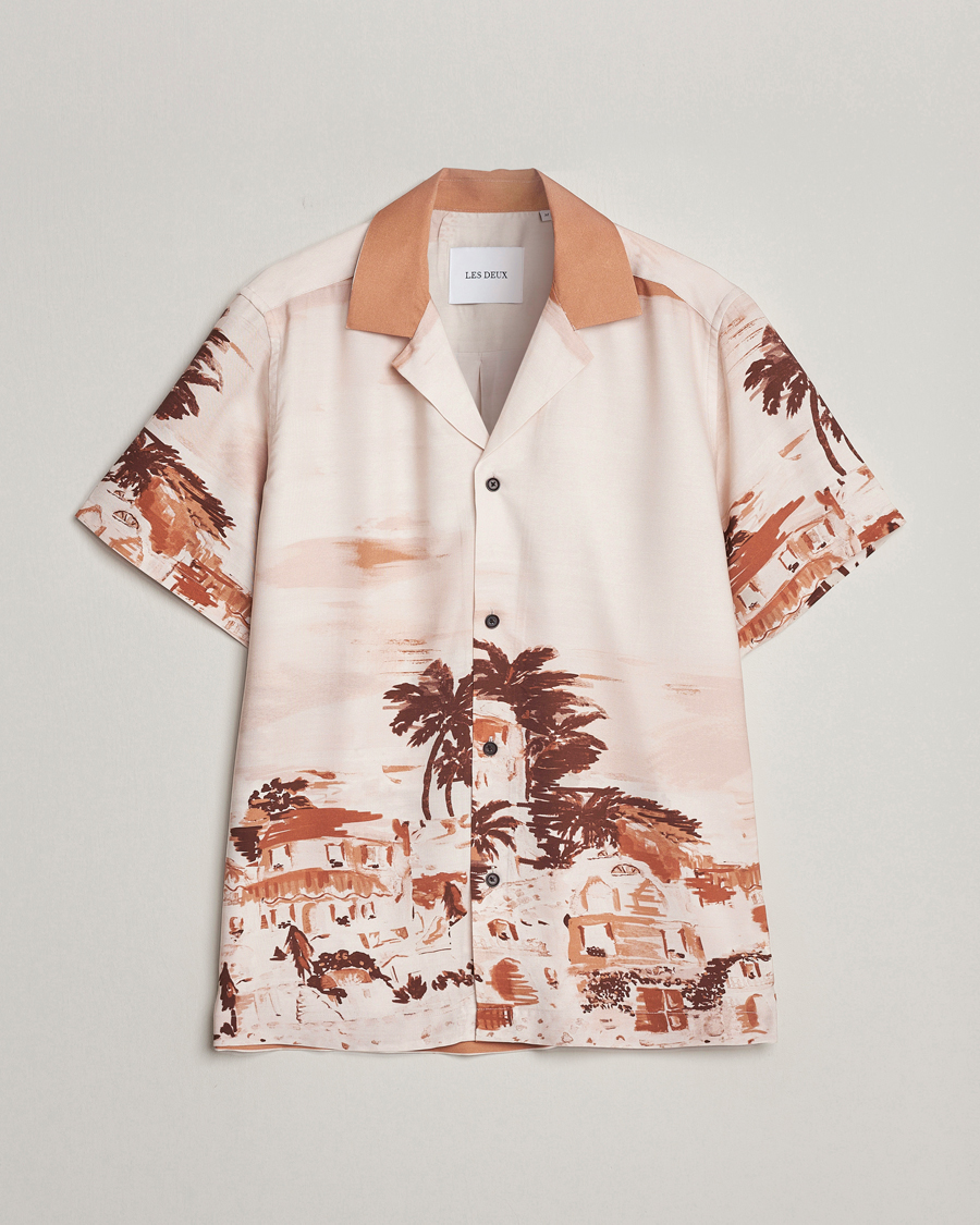Herr | Skjortor | LES DEUX | Coastal Printed Short Sleeve Shirt Terracotta