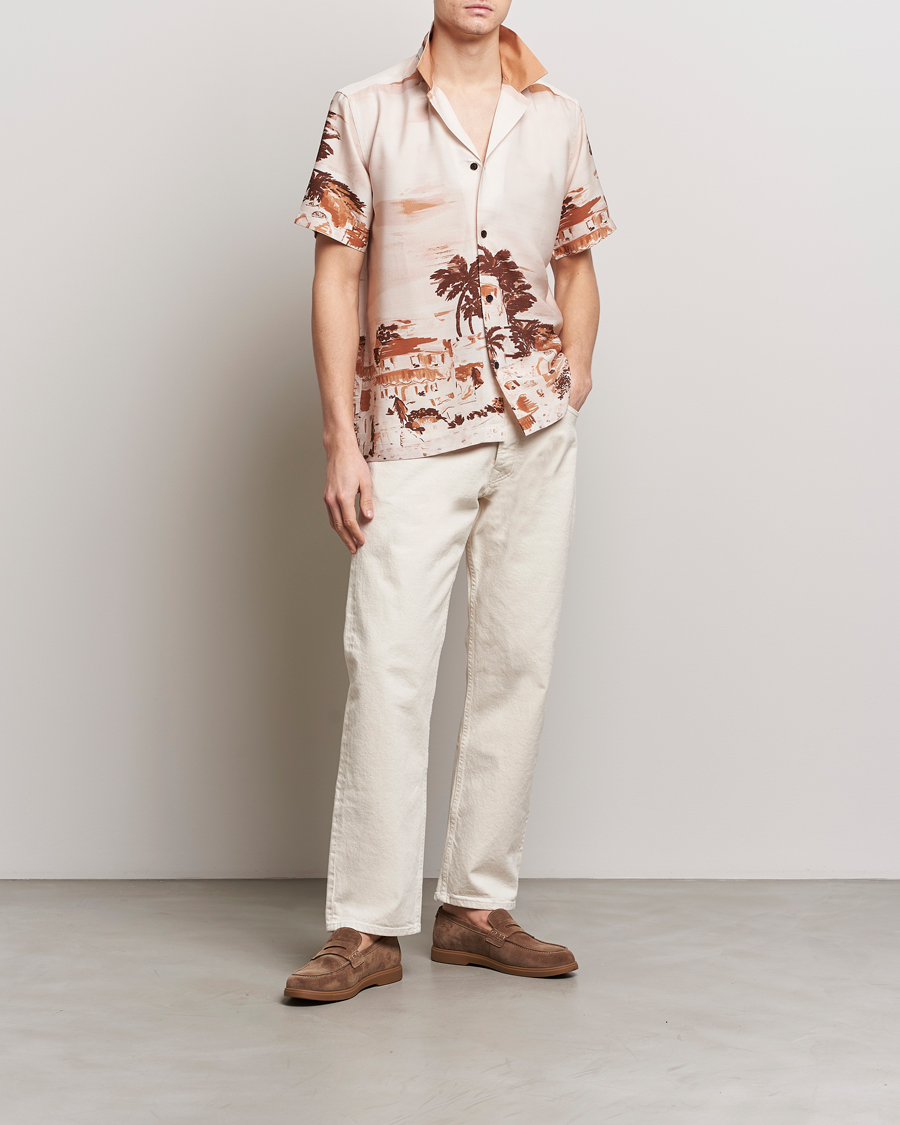Herr | Skjortor | LES DEUX | Coastal Printed Short Sleeve Shirt Terracotta