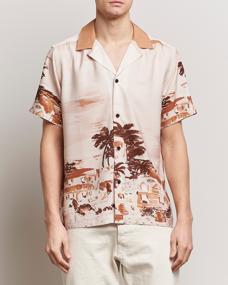 Herr | LES DEUX | LES DEUX | Coastal Printed Short Sleeve Shirt Terracotta