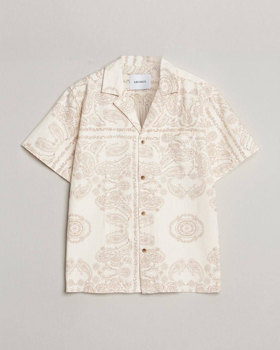Herr | Skjortor | LES DEUX | Lesley Paisley Short Sleeve Shirt Light Ivory