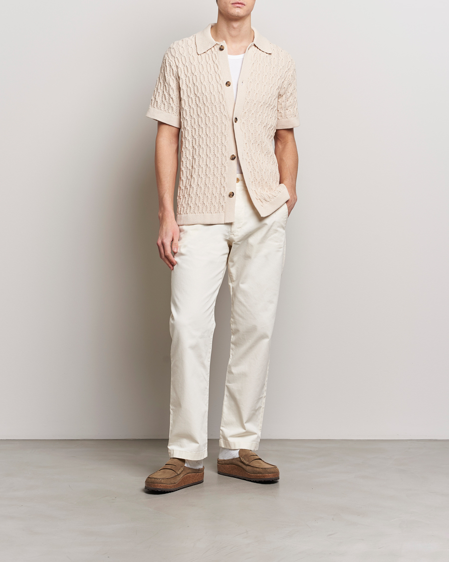 Herr | Skjortor | LES DEUX | Garret Knitted Short Sleeve Shirt Ivory