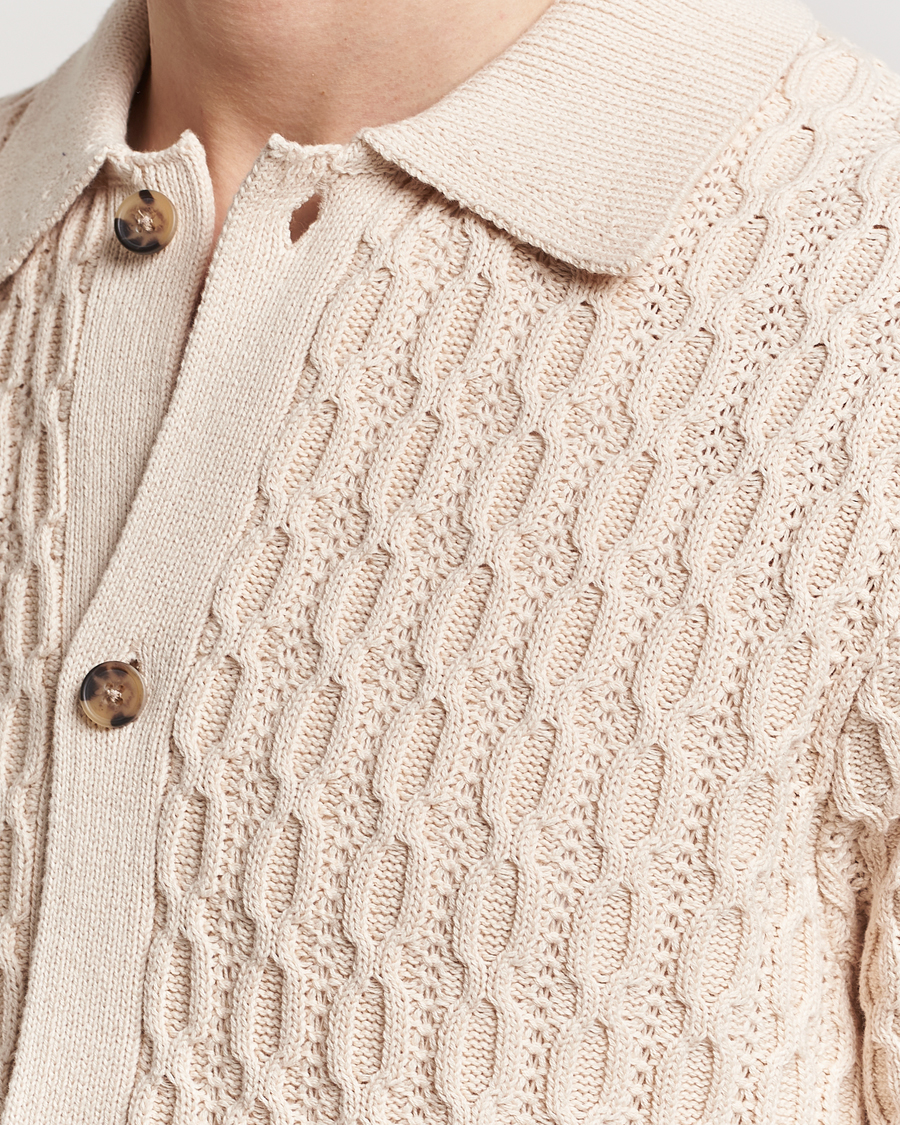 Herr | Skjortor | LES DEUX | Garret Knitted Short Sleeve Shirt Ivory